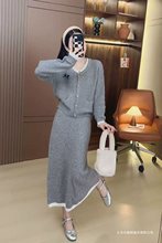 欧洲秋冬装搭配一整套2025新款时髦针织半身裙大码加厚两件套