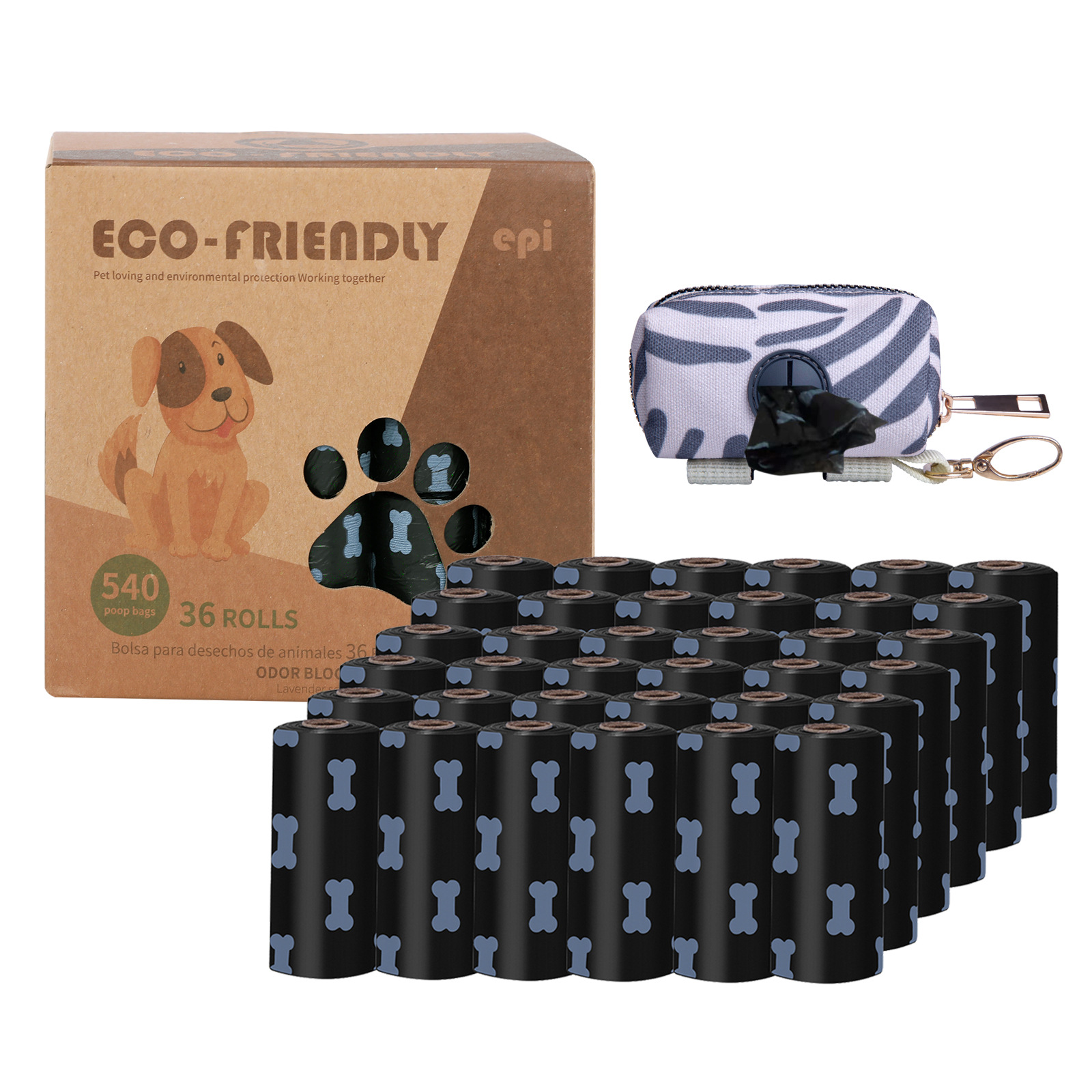 Transfronterizo spot 1.5 seda negra bolsa de basura para mascotas bolsa de heces para perros y gatos degradable bolsa de plástico caja de bolsa de heces