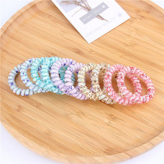 Korean version phone line hair tie for women to tie hair, new candy color printed hair ribbon hair accessory wholesale