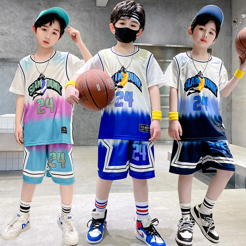 Children's basketball training clothes boys' suit quick-drying short-sleeved summer vest boys' summer wear middle and big children's sports jersey