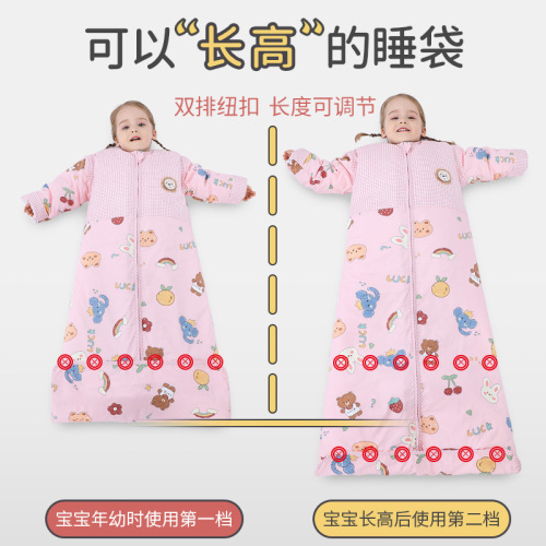 Baby 100% Cotton Sleep Bag Spring Autumn Winter Thin Model for Toddlers and Kids, Thicker Anti-Kick Blanket, All-Season Universal Use