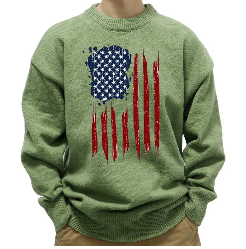 New Men's European Autumn Winter Loose Knitted Sweaters Y2K Style Printed Pullover Sweaters for Men Tops_voghion.com