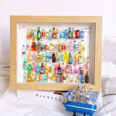 立體中空2cm創意畫框小酒瓶diy永生乾花黏土正方形木質簡約相框盒