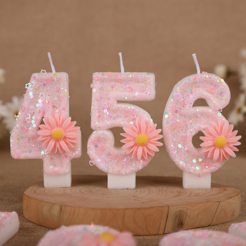 クロスボーダー Amazon Xiyin クリエイティブ ピンクひまわりデジタル誕生日キャンドル ケーキ デコレーション 0-9 デジタル キャンドル用|undefined
