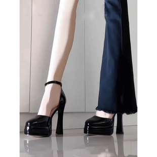 2025 Autumn New Mary Jane High Heels Wedding Shoes Waterproof Platform Sexy Super High Heels Small Thick Heels Height Increasing Shoes