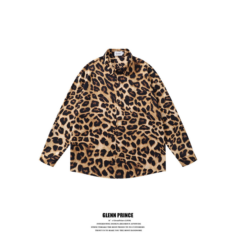 Guangzhou Wholesale American Retro Leopard Print Full-Print Long-Sleeve Shirts for Men and Women, Cool Couple Style Loose Floral Shirts Guangzhou Wholesale American Retro Leopard Print Full-Print Long-Sleeve Shirts for Men and Women, Cool Couple Style Loose Floral Shirts