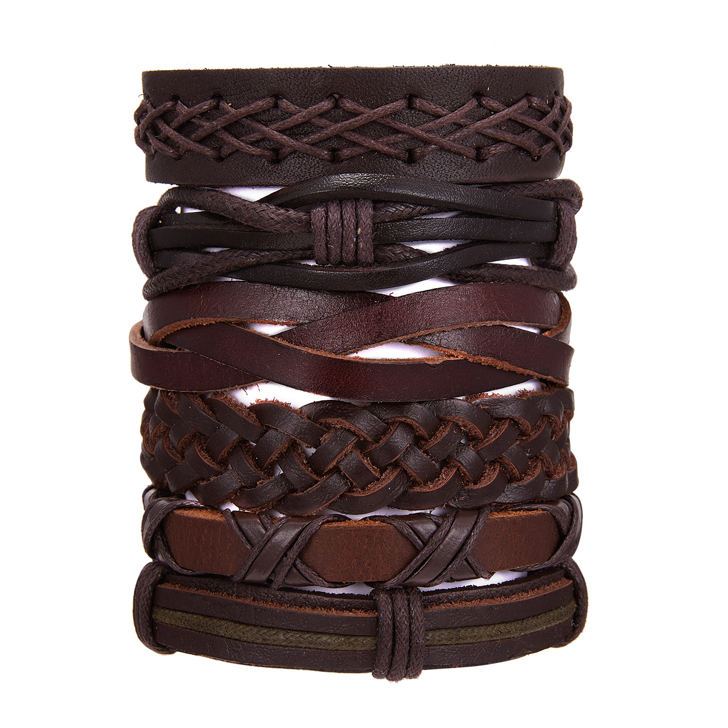 Retro Geometric Pu Leather Rope Braid Men's Bracelets display picture 4