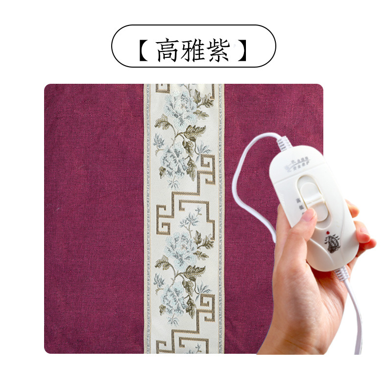 퍼플 리넨 온열 시트 쿠션