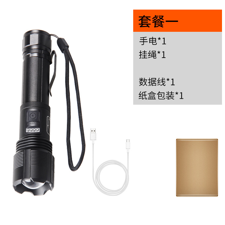 Nueva XHP-70 transfronteriza fuerte zoom telescópico ligero con la hebilla de la pluma pantalla de potencia tybe-c USB recargable linterna