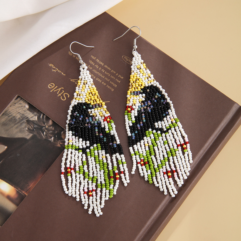 Glass Material 1 Pair Bohemian Geometric Color Block Glass Ear Hook