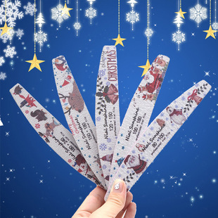 Christmas Series Nail File Manicure Tool Printed Nail File Washable Double-Sided Polishing Strip Non-Shedding Sanding Strip