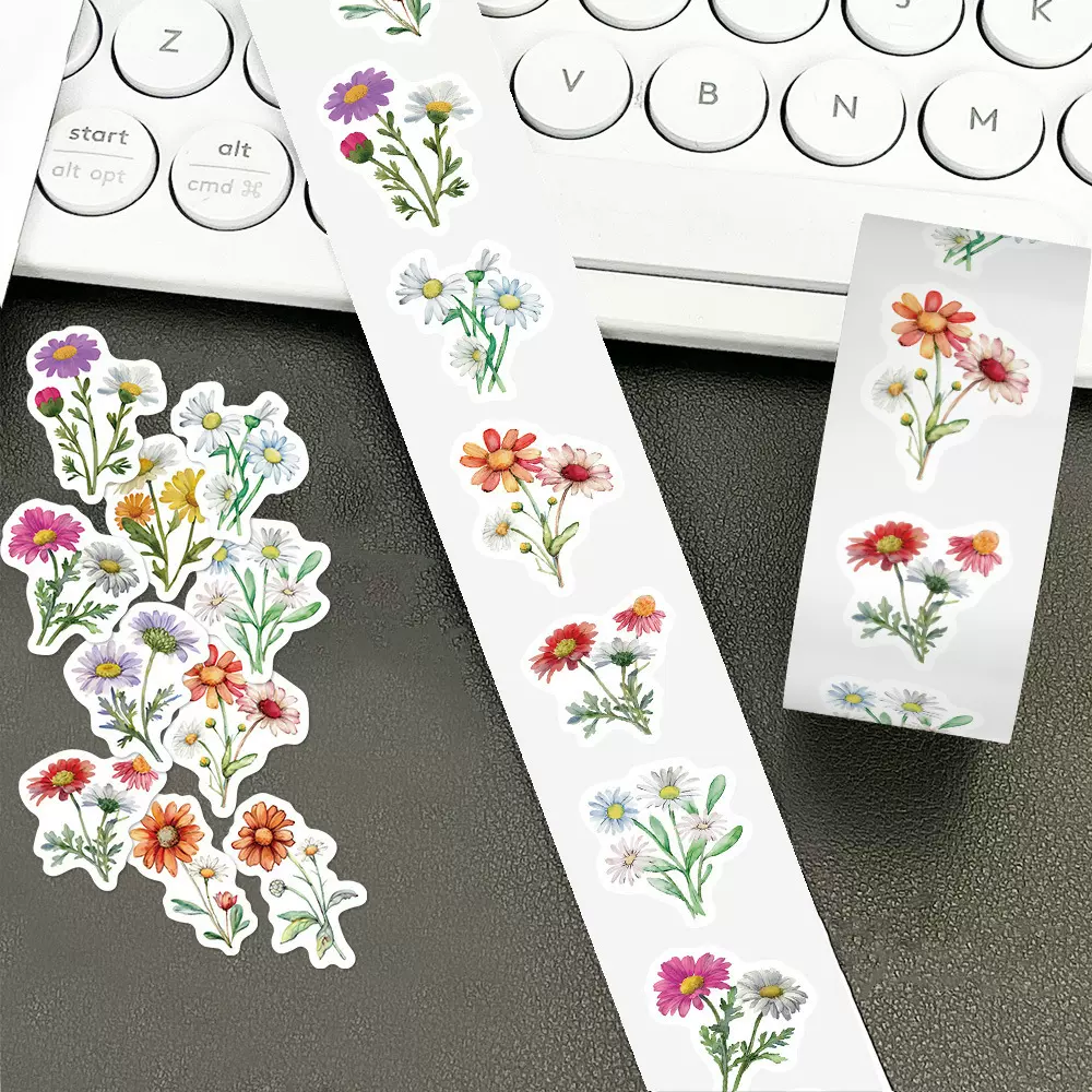 1000贴小雏菊贴纸野花精美彩绘植物花卉创意手账装饰不干胶封口贴