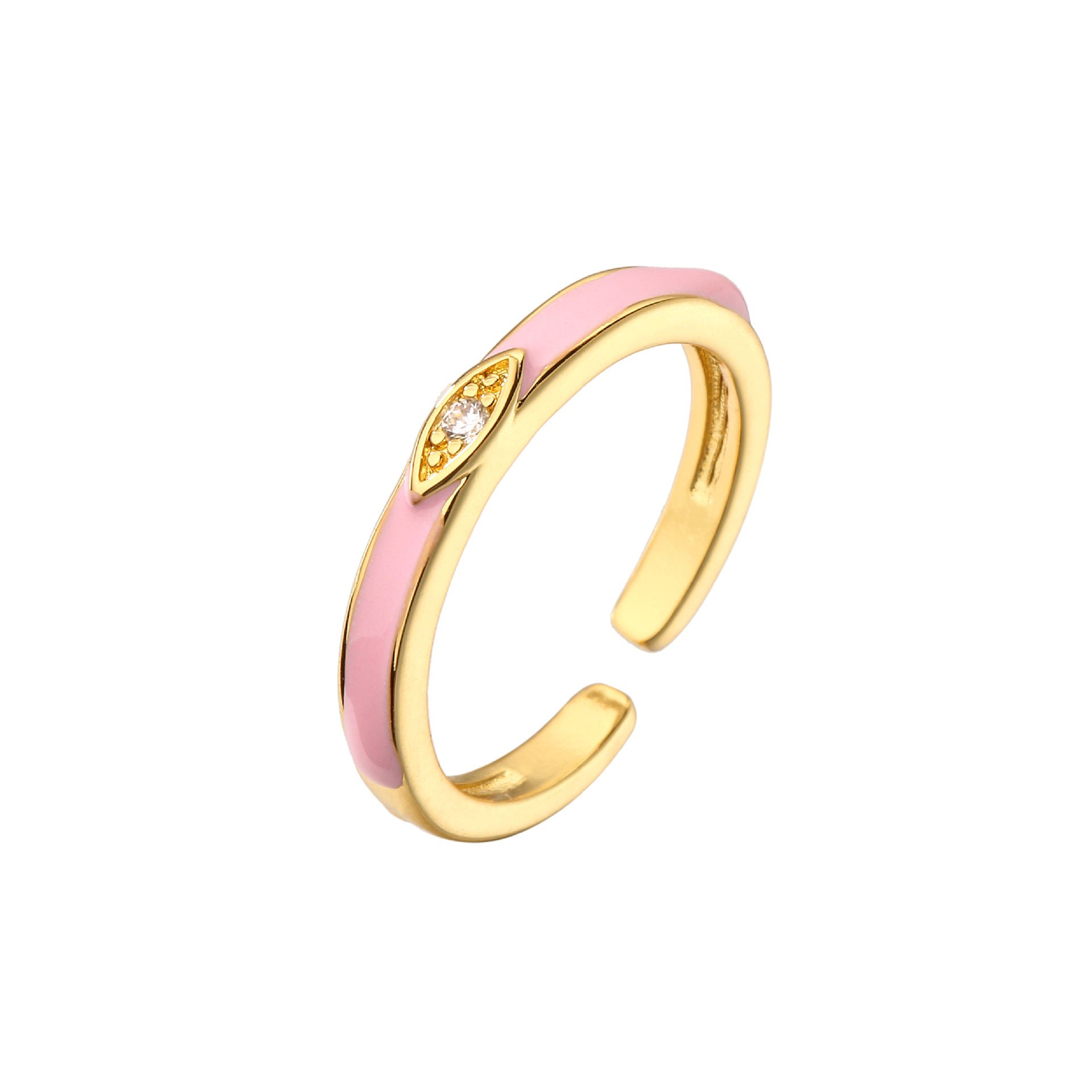 Fashion Copper Colorful Dripping Oil Eye Zircon Opening Adjustable Ring display picture 3