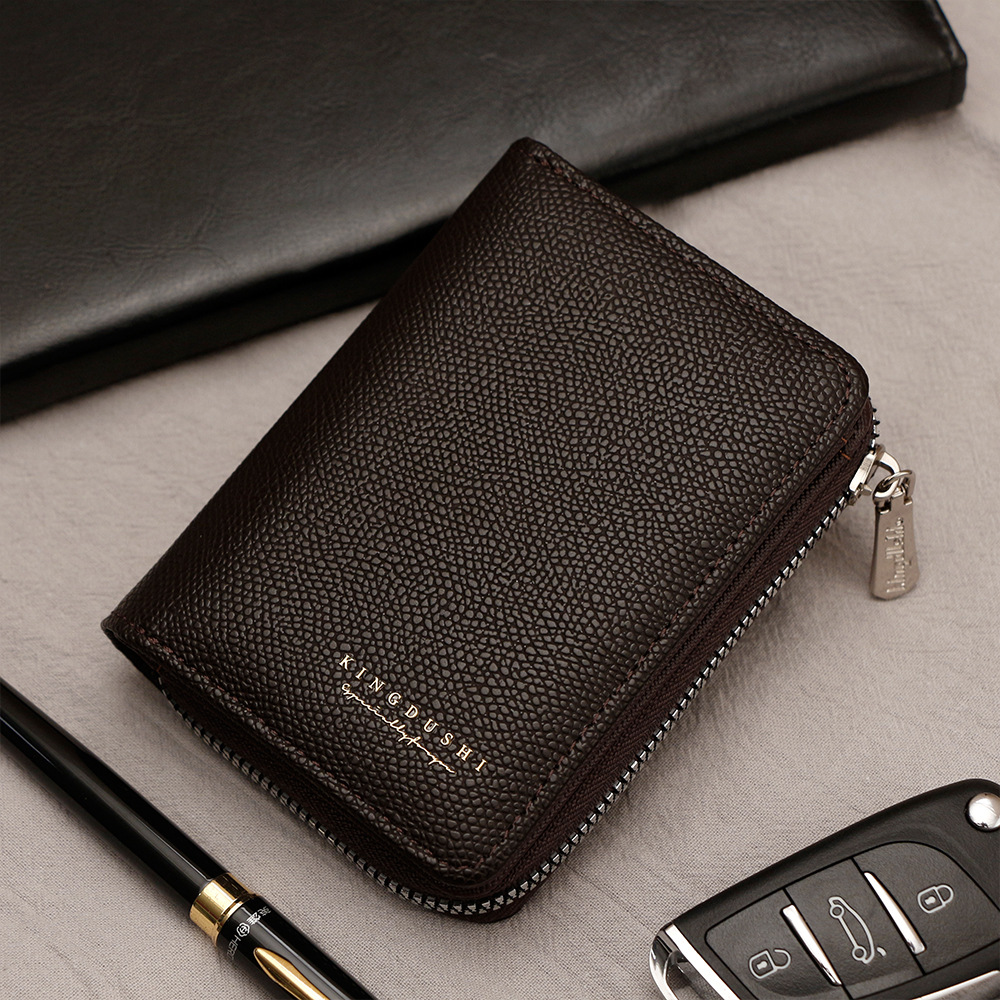 Ventas transfronterizas calientes de granulares para hombres billetera vertical de gran capacidad cremallera bolsa de tarjetas de cremallera bolsa de cambio multi-tarjeta cartera