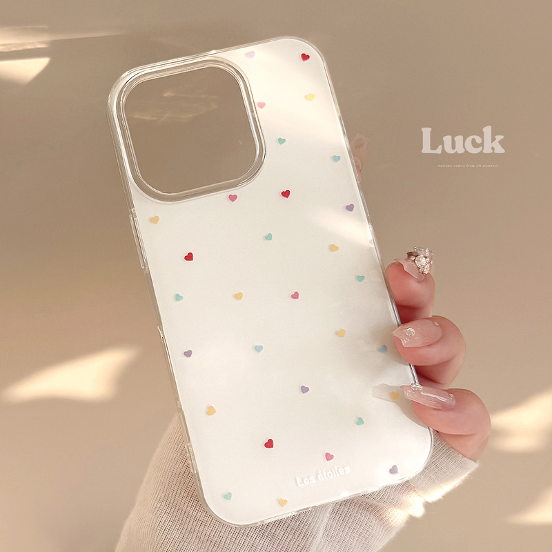 【塔下】适用iphone16手机壳17promax韩系彩色爱心苹果15代发14硬|undefined