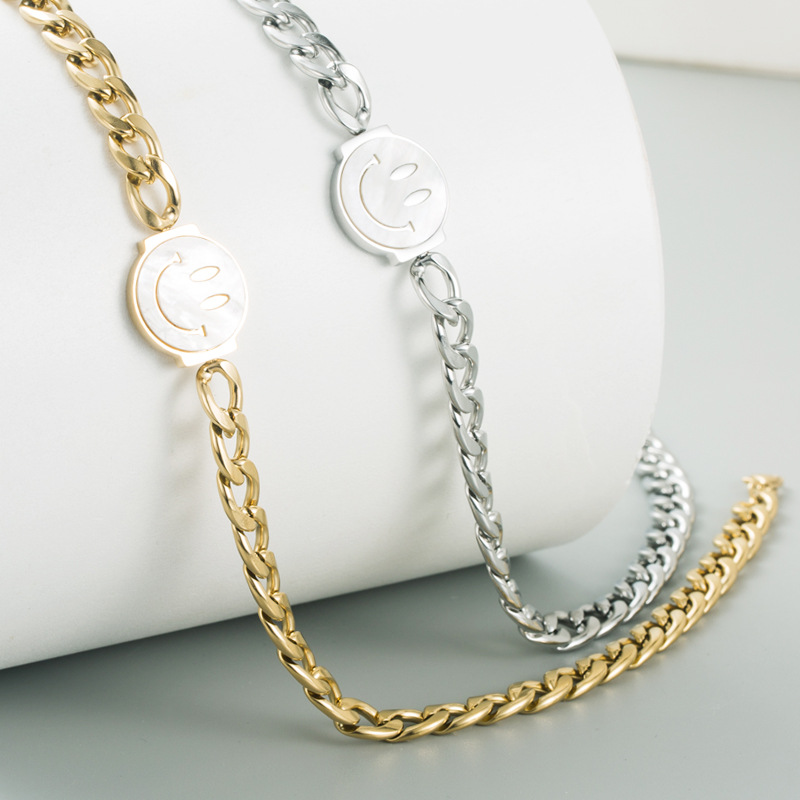 Fashion Smiley Face Titanium Steel Necklace Plating Chain Stainless Steel Necklaces