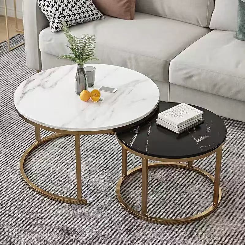 Mesa de té moderna y simple, mesa de té de lujo ligera en línea, mesa redonda, dormitorio, sala de estar, mesas caseras.