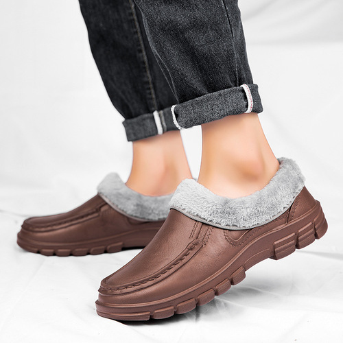 Men's 48 Large Footwear Slippers with Fleece Cotton, Non-Slip Thick Sole, Durable, Restaurant Work Chef Shoes