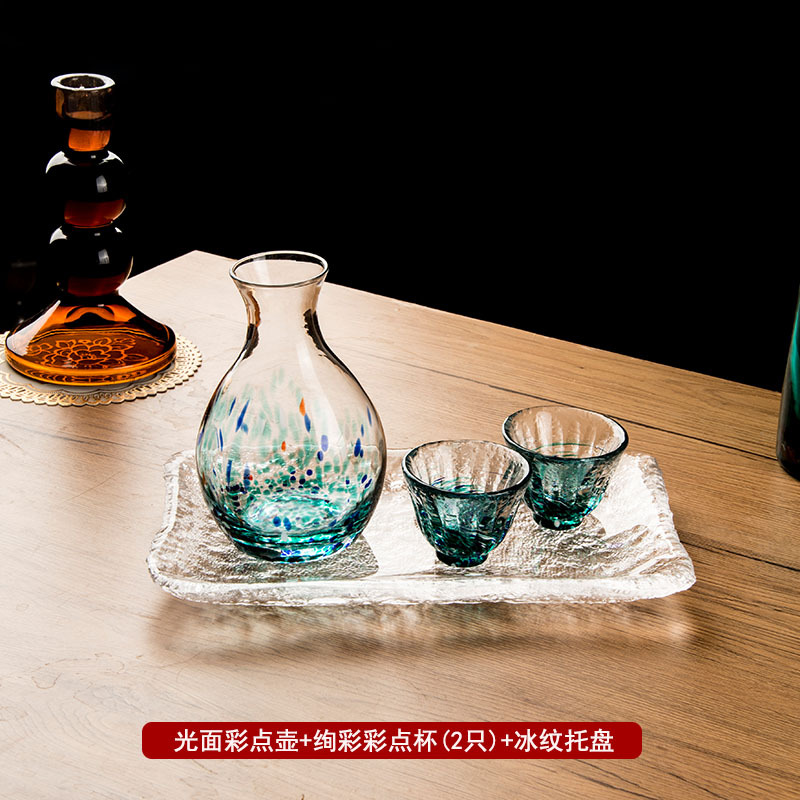 Glossy colorful dot pot + colorful dot cups (2 pieces) + ice tray