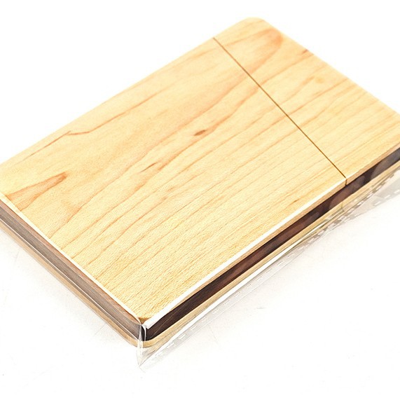 Caja de tarjeta de visita de madera portátil de nogal negro regalo de negocios titular de la tarjeta de visita de madera maciza caja de tarjeta de visita ultrafina letras transfronterizas