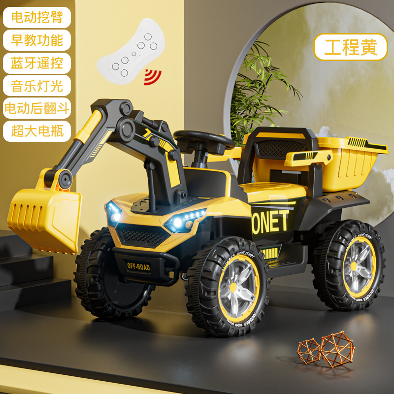 Excavadora para niños super grande para personas, niños y niñas, coche de juguete, coche de playa cruzado, coche eléctrico de ingeniería para niños