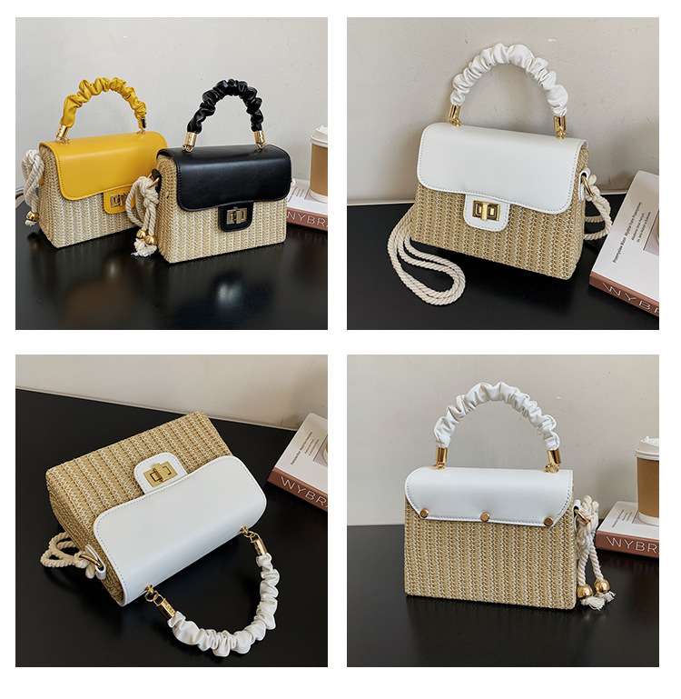 Summer Straw Bag Fashion Large-capacity One-shoulder Portable Messenger Small Square Bag 20*14*9cm display picture 1