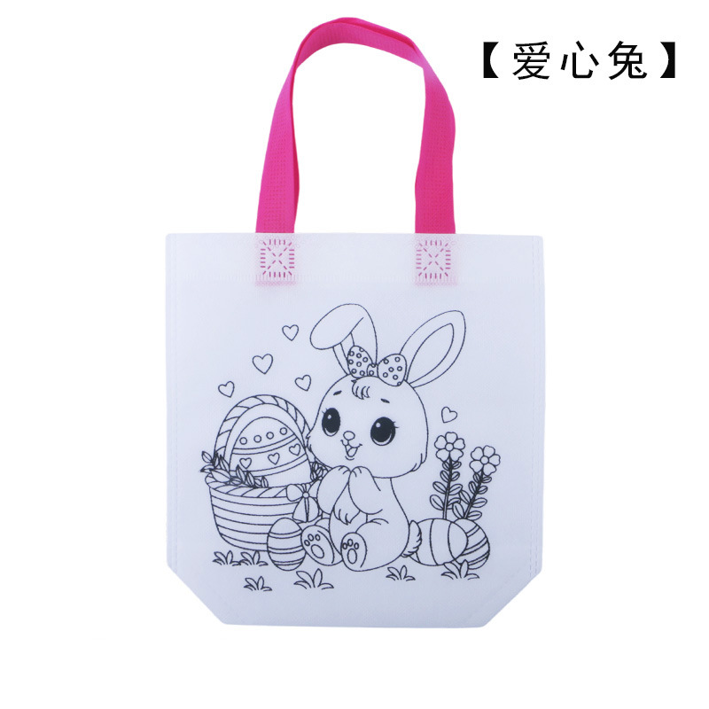 Bolsa de tela no tejida para graffiti, fiesta infantil, manualidades, pintura a mano, coloreado, bolso RPET CPCE