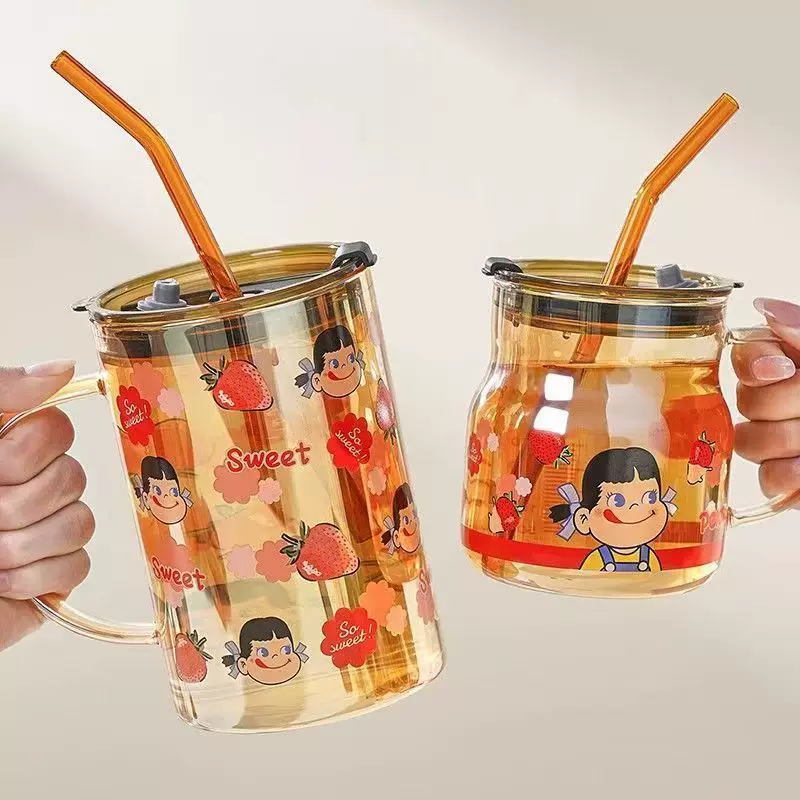 Бутылка, мультяшный стакан, креативная соломинка