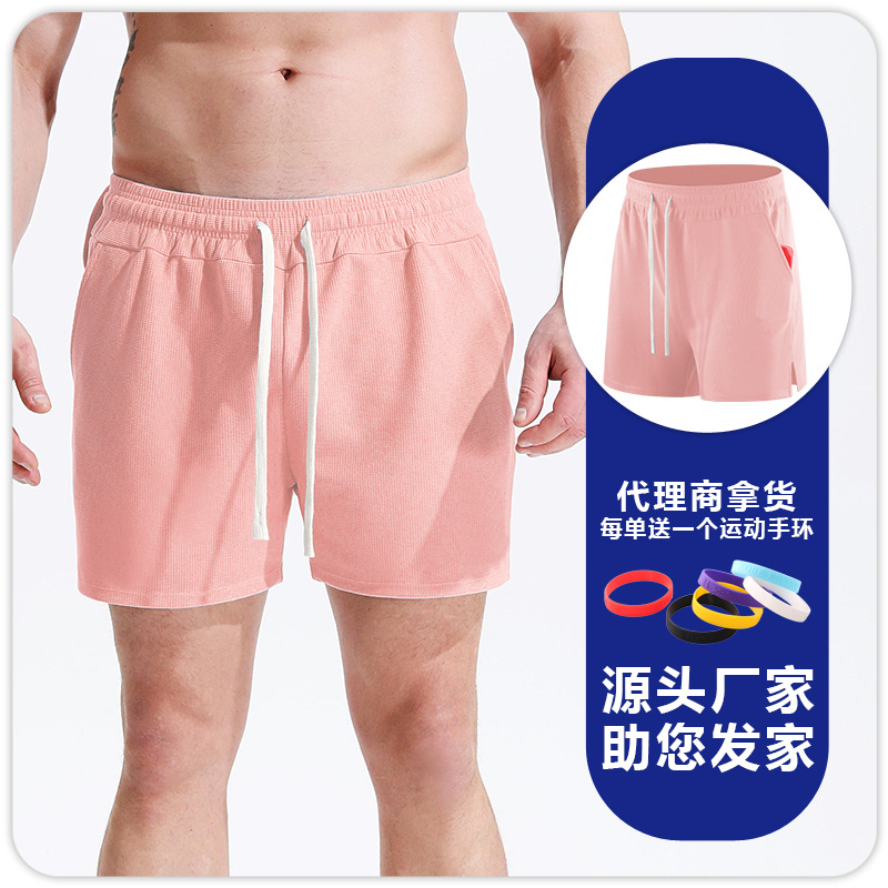 Pantalones cortos deportivos de waffle para hombres correr fútbol fitness deportes de secado rápido transpirable cómodos pantalones sueltos de cuartos delgados