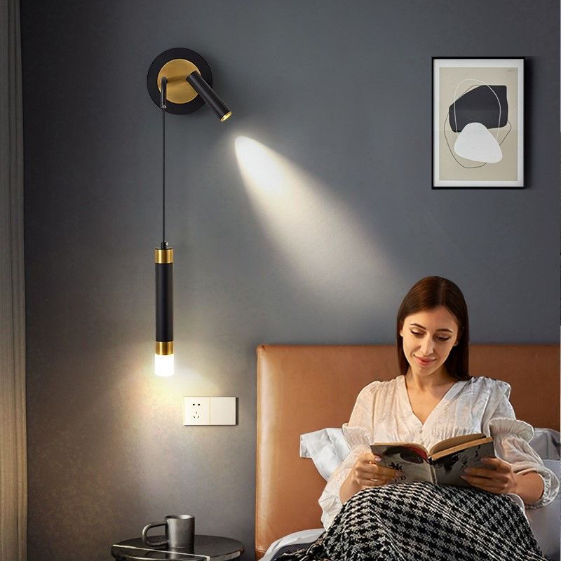 Leer fondo de fondo Hotel fondo lámpara de pared sala de estar pequeña lámpara roja cabeza de cama lujoso simple luz moderna lámpara de cama