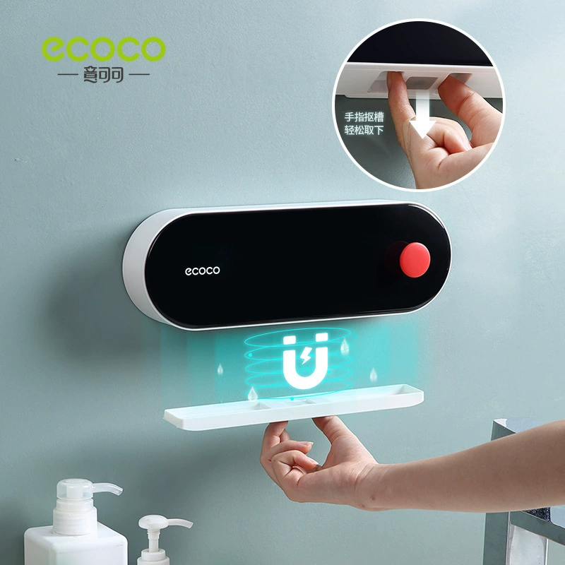 Soap box wall -mounted drain -free household belt with a bathroom, no water, double grid, soap box, shelf