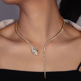 New Cross-Border Fashionable Snake-Shaped Collar Simple and Personalized Rhinestone Animal Collar Clavicle Chain Short Necklace
