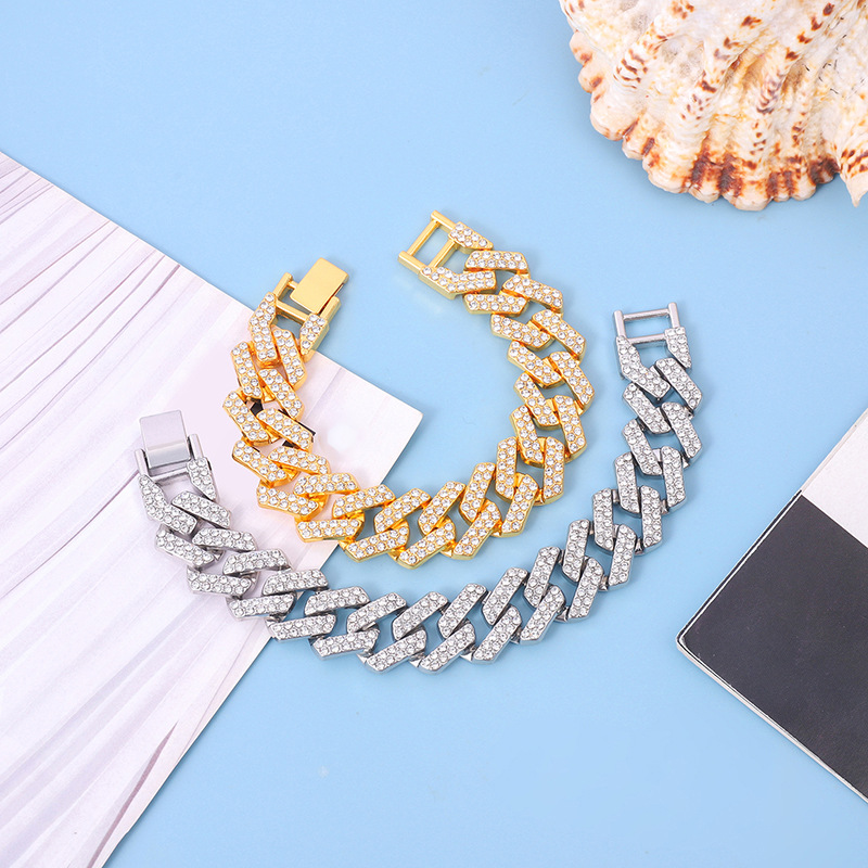 New 20MM Full Diamond Fashion Popular Exaggerated Cuban Jewelry Feet Chain_voghion.com