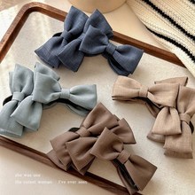 韩系百搭西装面料灰色系蝴蝶结抓夹通勤风半扎盘发鲨鱼夹发卡发饰