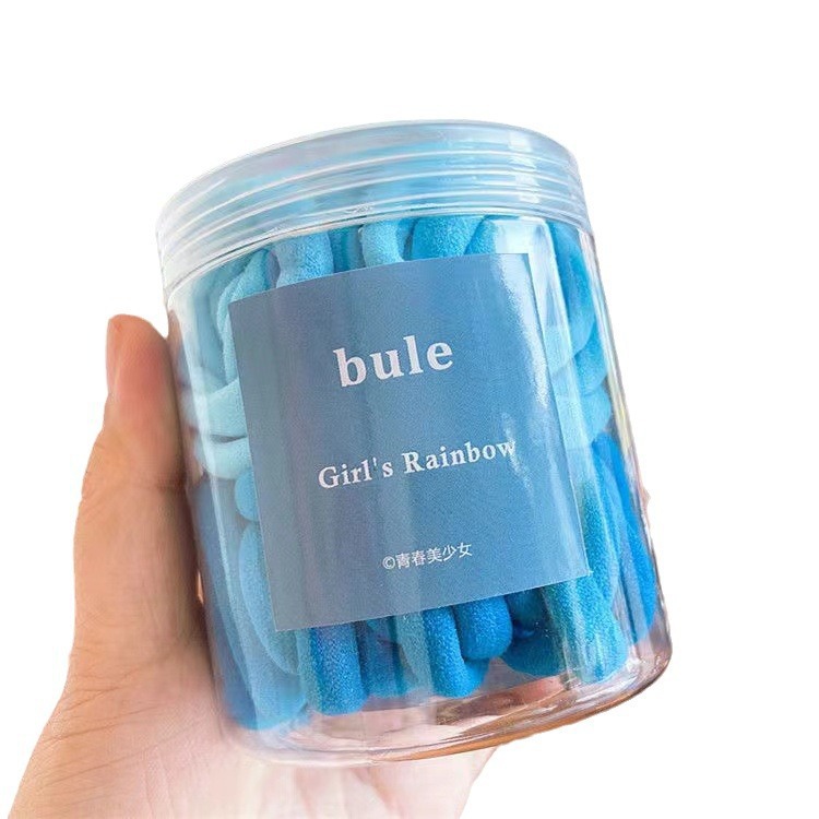[Venta caliente transfronteriza] 50 cuerdas para el cabello enlatadas, gomas de goma de alta elasticidad de dos colores degradados sin costuras, anillos para el cabello al por mayor