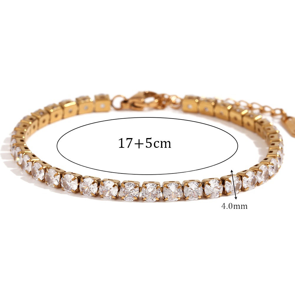 European and American Fashion Simple Niche Elegant Hand Jewelry Stainless Steel 18K Gold Plated Personalized Micro-Paved Zircon Chain Bracelet for Women