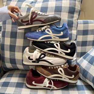 Spring 2025 New Genuine Leather Casual Sports Training Shoes Retro Fashion All-match Lightweight Waffe Shoes in stock