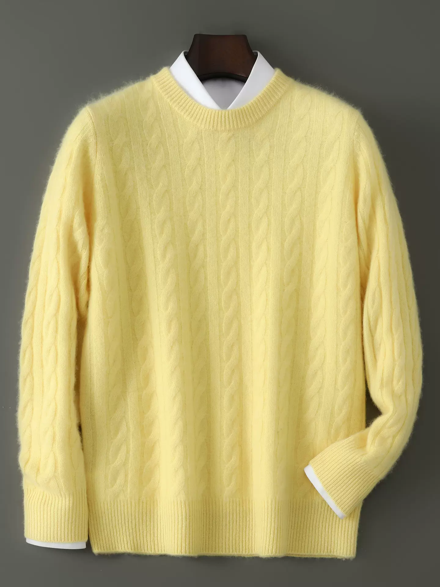 跨境热卖秋冬新款100%澳洲羊毛衫男士宽松圆领休闲麻花打底针织衫