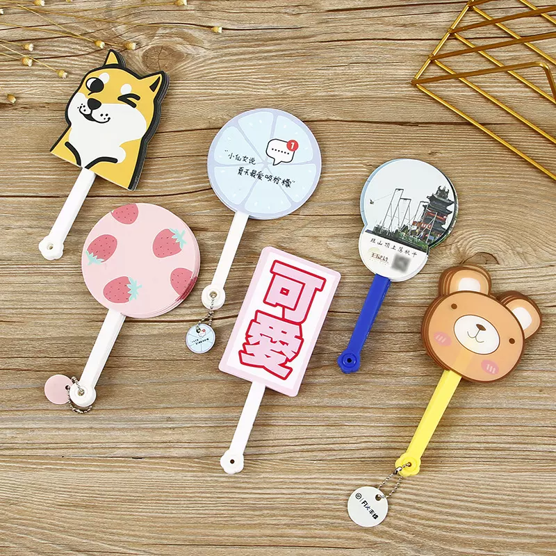 卡通折扇带挂坠PP塑料定做印刷logo厂家生产广告定制商务礼品
