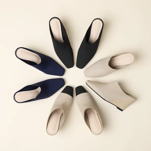 8187 Closed-Toe Half-Mule Women's Shoes 2025 Spring and Autumn New Flat Large Size Slip-On Sandals for Outdoor Wear