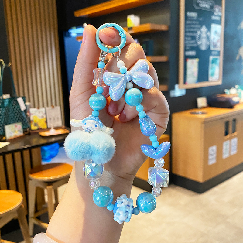 Cuentas Kulomi cadena de teléfono móvil llavero lindo bolso de niña colgante de bolso de corazón muñeca de dibujos animados colgante de llave de coche