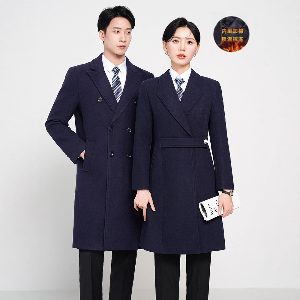 冬季售楼部毛呢外套珠宝店空姐呢子大衣物业客服前台工装女中长款