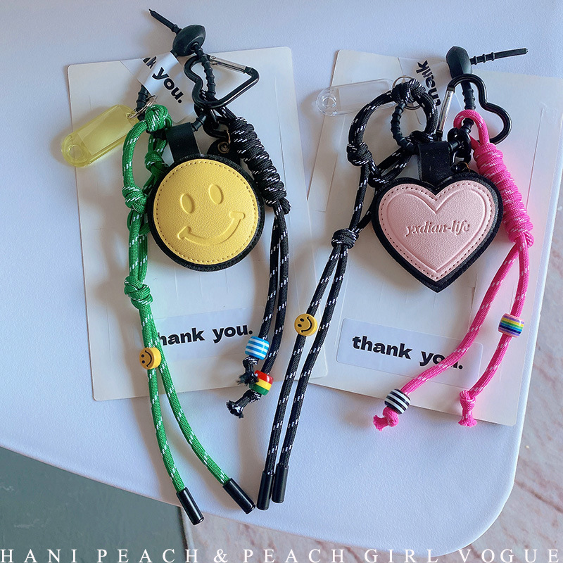 33g Weight Korean Style Heart Shape Mixed Materials Unisex Bag Pendant Keychain