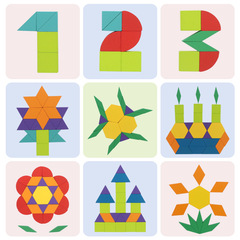 Children's educational toys, early education toys, colorful wooden magnetic tangram teaching aids, development of intellectual puzzles, magnetic puzzle boards