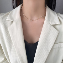韓国ins風甘美気質真珠ネックレス韓国版潮人仙気百合鎖鎖日系学生首鎖