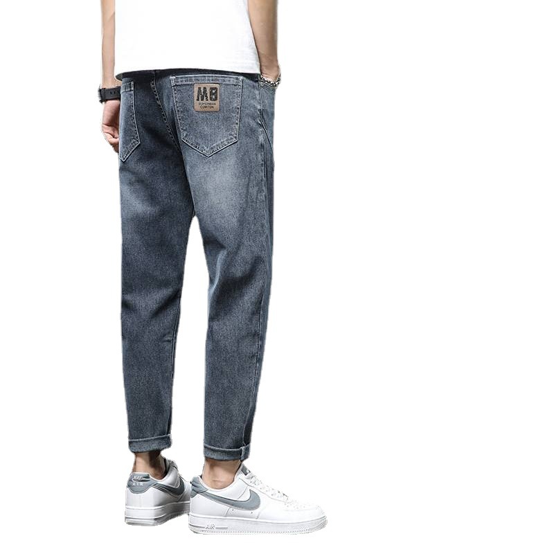 Cropped Jeans Men's Trendy Brand Soft Straight Loose Trendy Casual Trousers Men's New All-match Summer Pants