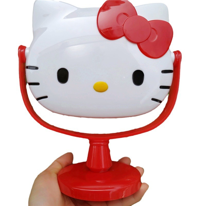 KITTY espejo de escritorio gatito espejo de maquillaje lindo KT espejo de escritorio DIY espejo de escritorio de diamantes de imitación