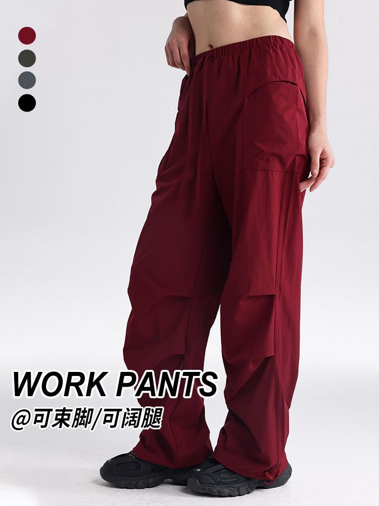 Nuevos monos con cordón americano, deportes al aire libre para mujer, correr, fitness, montañismo, pantalones casuales sueltos y delgados de secado rápido