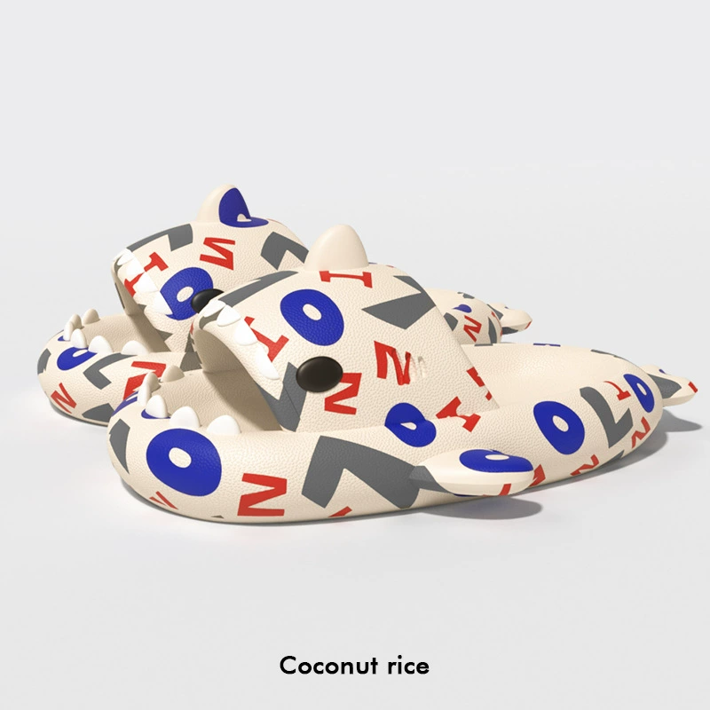 Platform Shark Slippers (Shark), summer funny slide, 4 cm platform, gradient colors