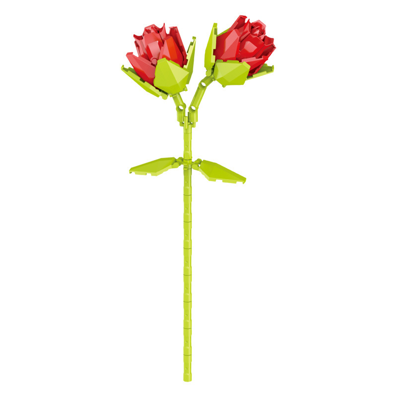 钻马积木花永生花束抱抱桶仿真花小颗粒积木DIY玩具七夕女生礼物|undefined